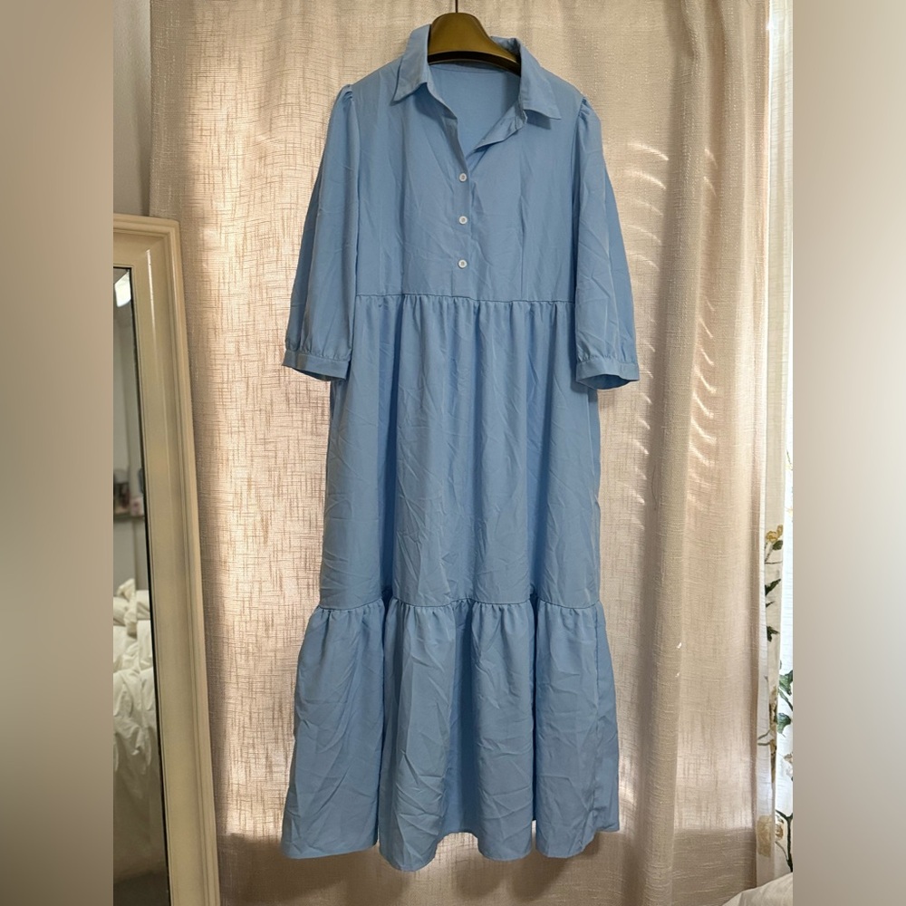 Modest Blue Long Dress
